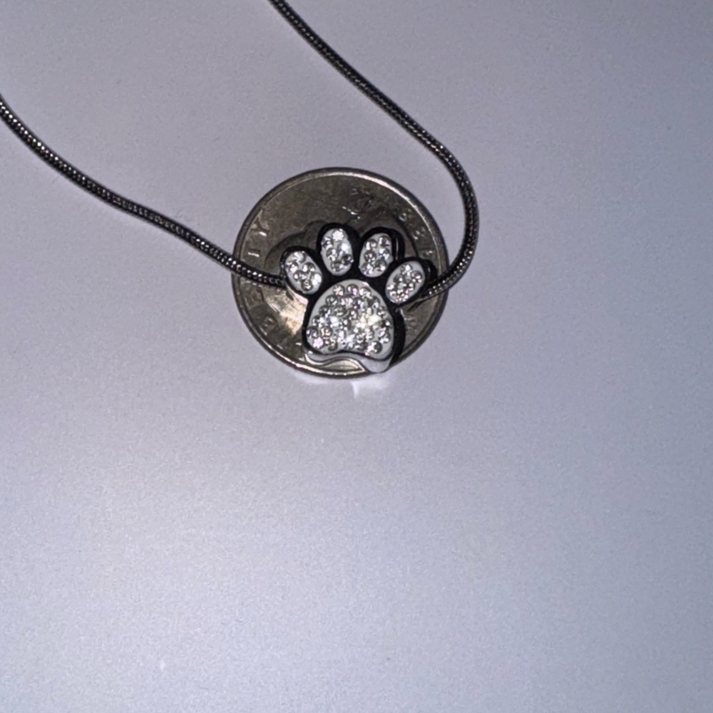 14K White Gold Vermeil Paw Urn Pendant – Swarovski Crystal Keepsake Urn Jewelry - Picture 8 of 10